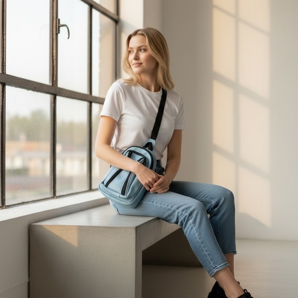 Handbags - Light Blue Crossbody Mini Backpack for Women